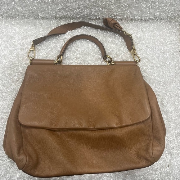 Dolce & Gabbana Miss Sicily Camel Brown Deerskin Leather Purse - Picture 5 of 15